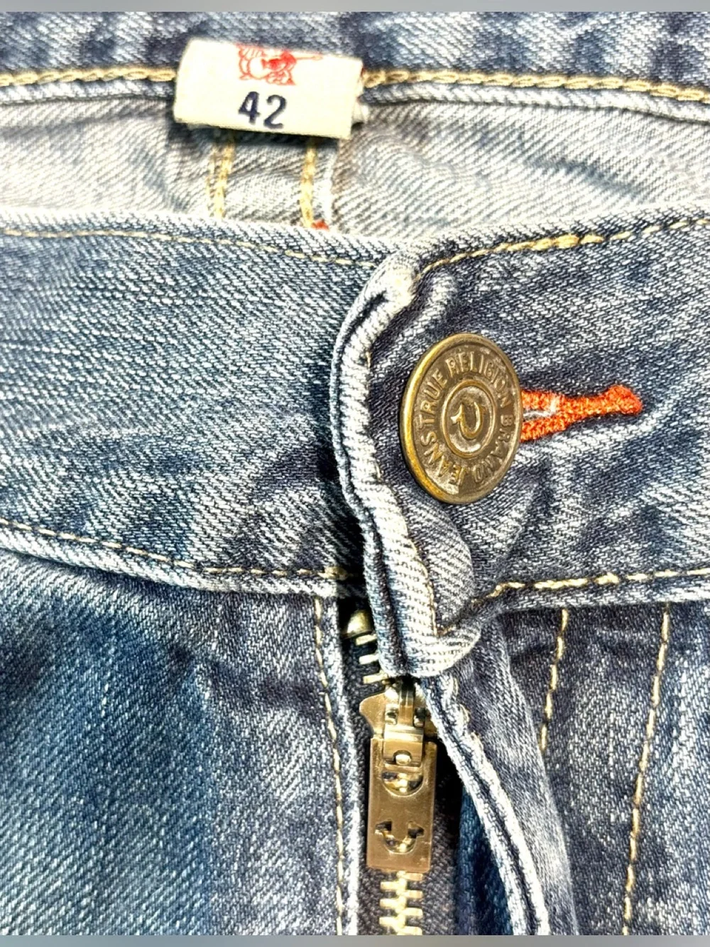 True Religion Rickie Straight Men's Light Blue Slim Straight Jeans Size 42